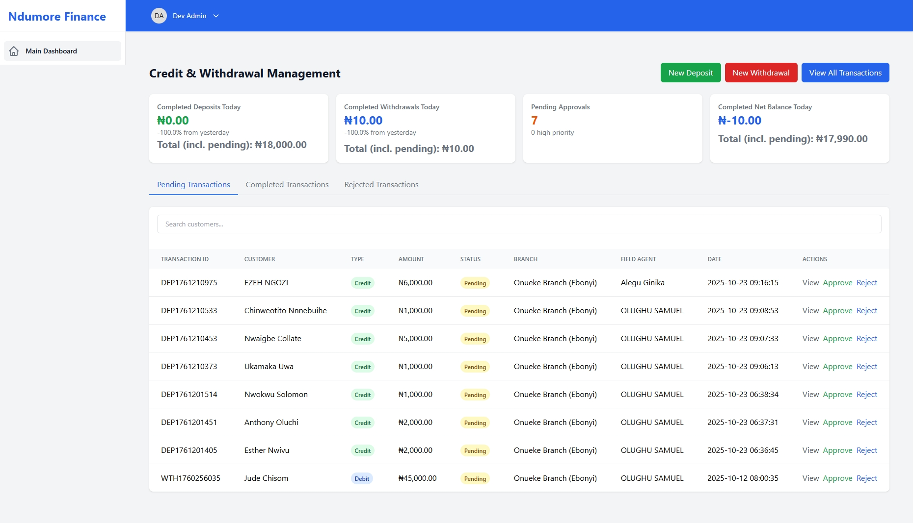 Finance Management System screenshot
