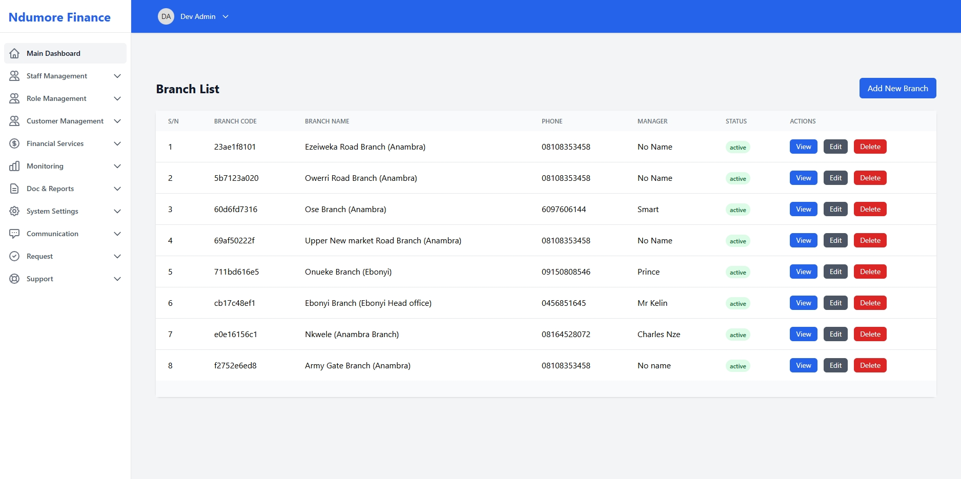 Finance Management System screenshot
